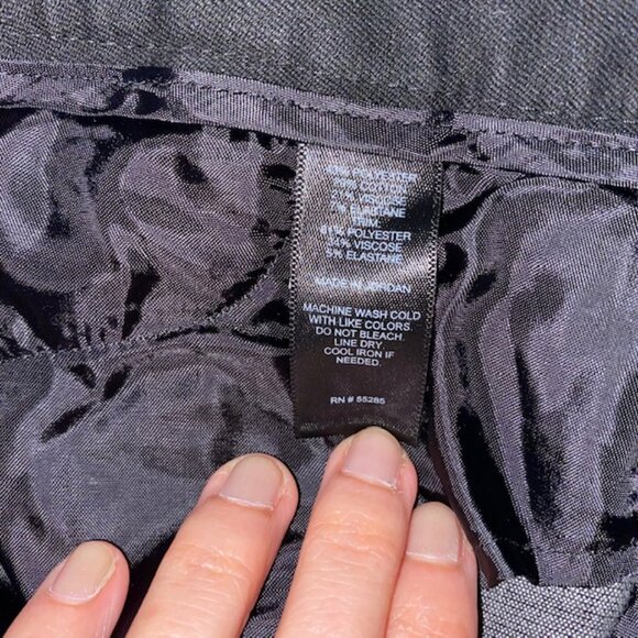 Express Editor 00R Grey Cropped Trousers with Black Trim Waistband & Back Pocket - Picture 3 of 7